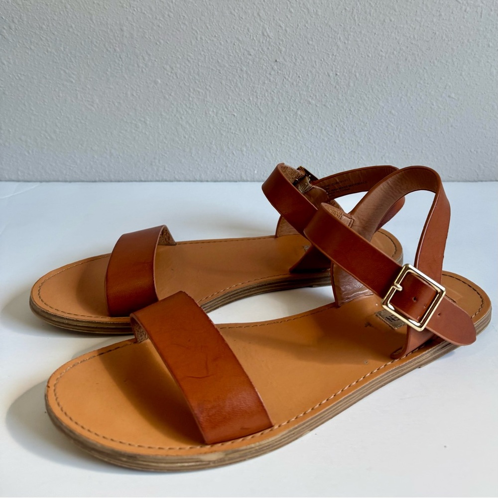STEVE MADDEN Brown Leather Sandals - Size 10